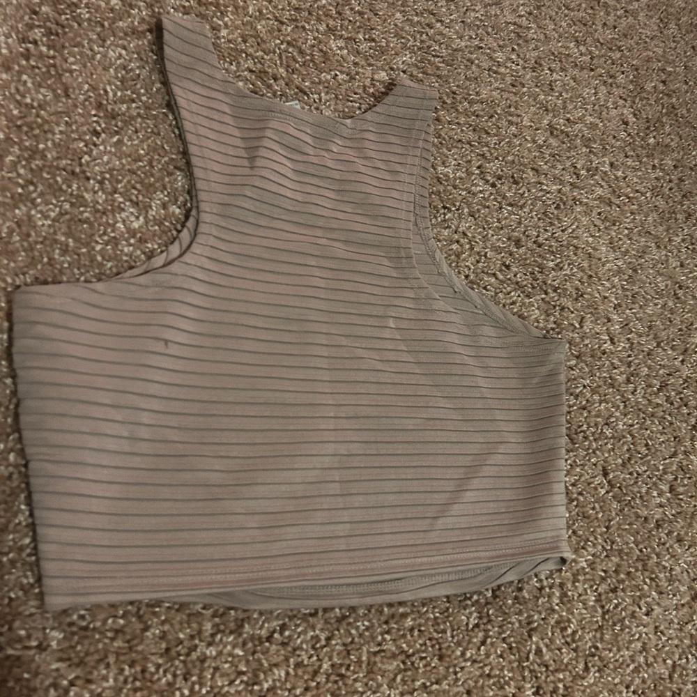 Charlotte Russe Tan Ribbed Crop Tank Top
